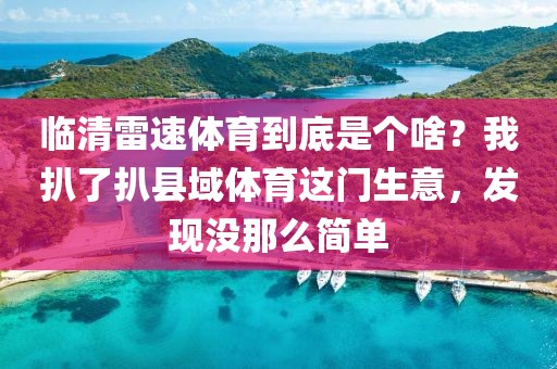 临清雷速体育到底是个啥？我扒了扒县域体育这门生意，发现没那么简单