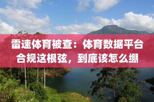 雷速体育被查：体育数据平台合规这根弦，到底该怎么绷