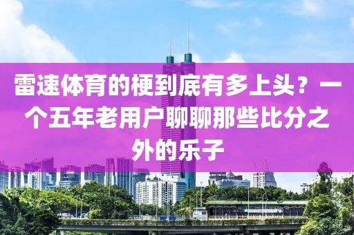雷速体育的梗到底有多上头?一个五年老用户聊聊那些比分之外的乐子